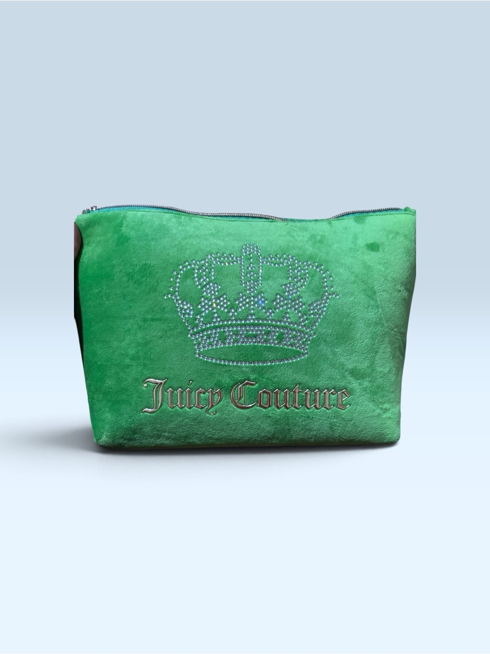 RARE Juicy Couture Green Velvet Cosmetic Pouch with Crystal Crown